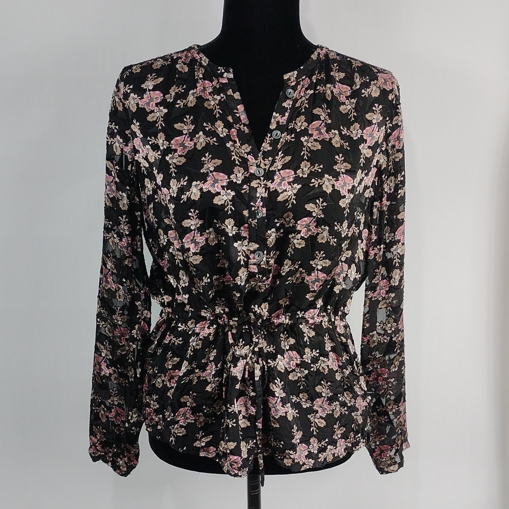 Rebecca Taylor Black Floral Top